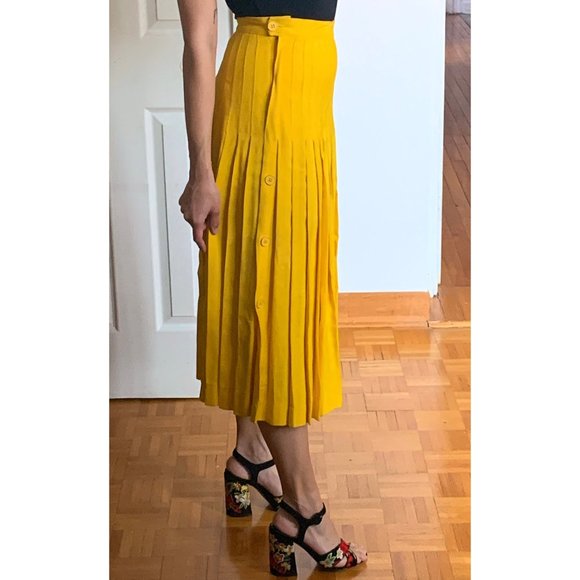 Vintage High Waist Pleated Midi Skirt - Picture 1 of 5